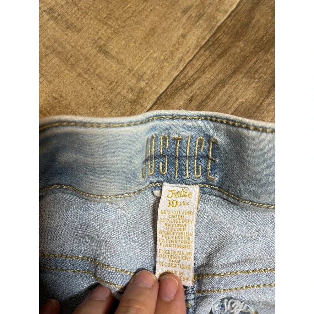 Justice Jeans Girls Size 10 Pluss Light Wash Blue Denim Jeggings